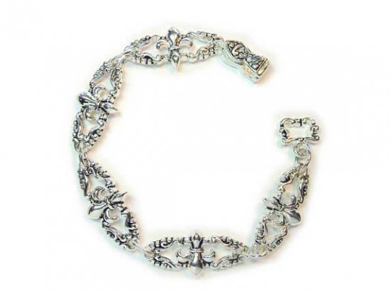Silver Fleur De Lis Magnetic Bracelet