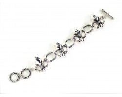 Silver Text Swirl Fleur De Lis Toggle Bracelet