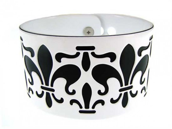 White Fleur De Lis Etched Cuff Buckle Bracelet