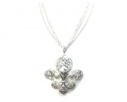 Silver Fleur De Lis Multi Chain Necklace