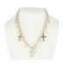 17" Two Tone Multi Cross Dangle Necklace Set