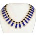 Blue Rectangle Crystal Dangle Necklace Set