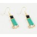 Teal Rectangle Crystal Dangle Necklace Set