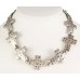 Antique Silver Plate Hammered Cross Necklace Set
