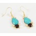 Gold Plate Tortoise Bib with Turquoise Stone Necklace Set