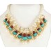 Pearl & Gold Plate Chain Bib Pendant Necklace Set