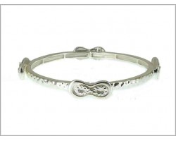Silver Plate Infinity Charm Hammered Band Bracelet