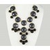 27mm Pearlized Black Faceted Bubble Gold Plate Necklace