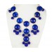 27mm Pearlized Blue Faceted Bubble Gold Plate Necklace