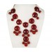 27mm Pearlized Red Faceted Bubble Gold Plate Necklace