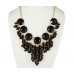 Black Large Faceted Bubble with Dangling Cluster Beads Necklace Black Large Faceted Bubble with Dangling Cluster Beads Necklace