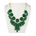 Green Large Faceted Bubble with Dangling Cluster Beads Necklace