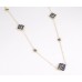 36" Gold Plate Chain Navy Flower Charm Necklace 36" Gold Plate Chain Navy Flower Charm Necklace