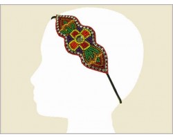 Red Multi Seed Bead Crystal Headband