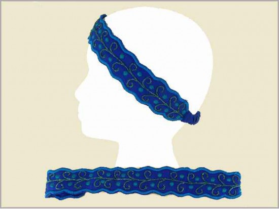 Blue Sprout Pattern Cloth Stretch Headband