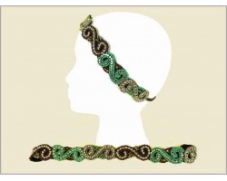 Brown Turq Hem “S” Pattern Seed Bead Headband