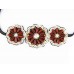 Brown White Gold 3 Flower Seed Bead Headband