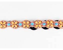 Peach Pink Blue Cluster Seed Bead Headband