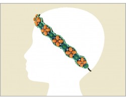 Teal Aqua Peach Cluster Seed Bead Headband