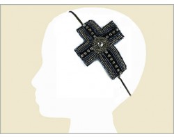 Metallic Multi Color Cross Seed Bead Stretch Headband Metallic Multi Color Cross Seed Bead Stretch Headband