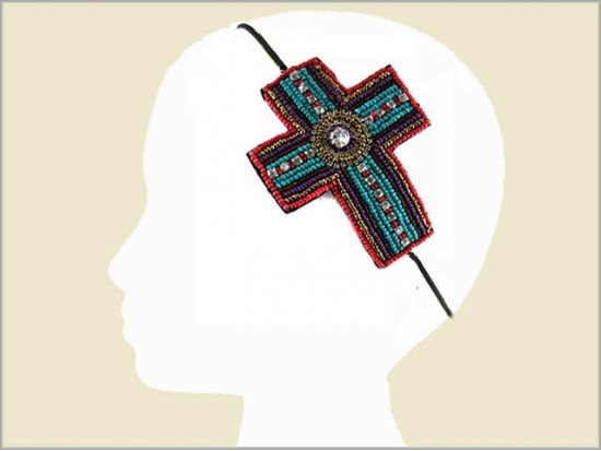 Multi Color Cross Seed Bead Stretch Headband