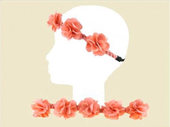 Coral Silk Flower Stretch Headband