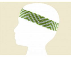 Lime White Chevron Seed Bead Stretch Headband