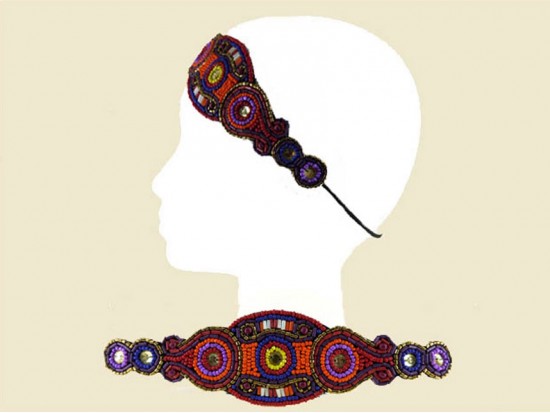 Red Multi Seed Bead Crystal Round Headband Red Multi Seed Bead Crystal Round Headband