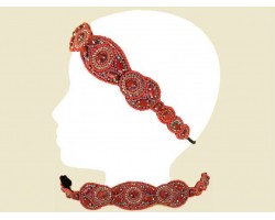 Coral Circle Floral Seed Bead Headband Coral Circle Floral Seed Bead Headband