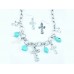 Silver Cross Turquoise Nugget Chain Necklace Set