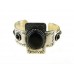 Black Oval Stone Silver Tribal Cuff Bracelet