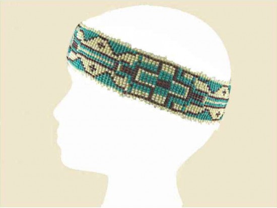 Ivory Multi Tribal Pattern Seed Bead Stretch Headband