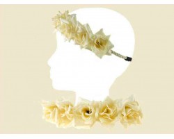 Ivory Silk Flower Rose Stretch Headband