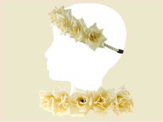 Ivory Silk Flower Rose Stretch Headband