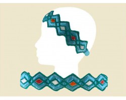 Turquoise Ivory Diamond Fabric Stretch Headband