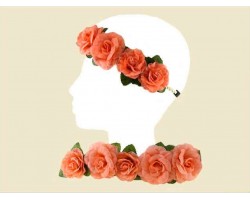 Coral Silk Flower Stretch Headband