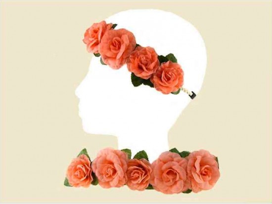 Coral Silk Flower Stretch Headband