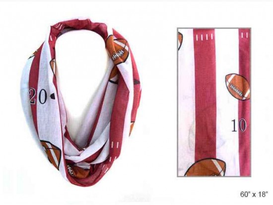Red White Football Theme Infinity Scarf