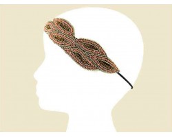 Pink Gold Seed Bead Crystal Leaf Headband