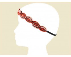 Coral Seed Bead Wavy Marquise Headband