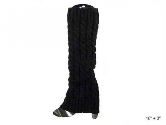 Black Cable Pattern Leg Warmer Boot Topper