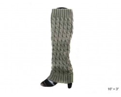 Gray Cable Pattern Leg Warmer Boot Topper