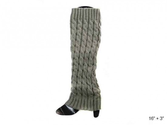 Gray Cable Pattern Leg Warmer Boot Topper
