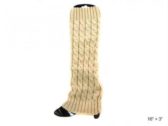 White Cable Pattern Leg Warmer Boot Topper
