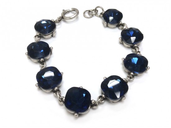 Montana Crystal Cabochon Silver Link Bracelet Montana Crystal Cabochon Silver Link Bracelet