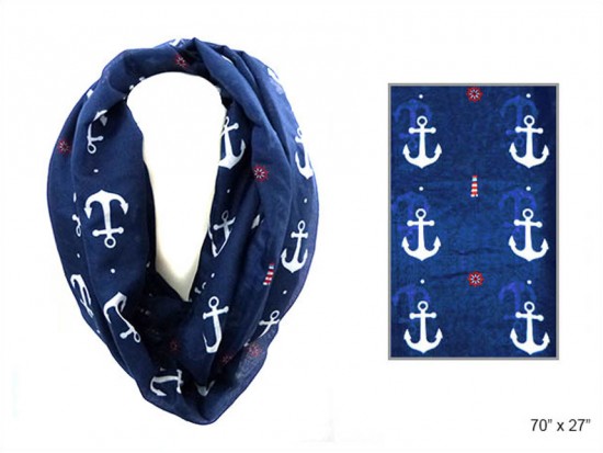 Navy Infinity Scarf Navy Anchor Red Lighthouses