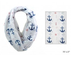 White Infinity Scarf Navy Anchor Red Lighthouses