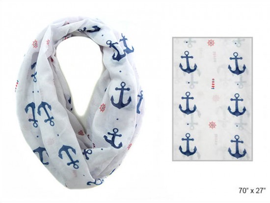 White Infinity Scarf Navy Anchor Red Lighthouses White Infinity Scarf Navy Anchor Red Lighthouses