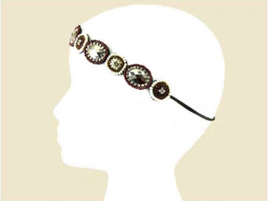 Brown Ovals Seed Bead Crystal Stretch Headband Brown Ovals Seed Bead Crystal Stretch Headband