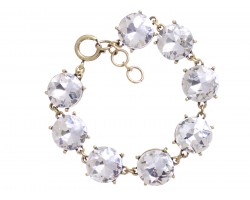 Clear Crystal 16mm Cabochon Gold Link Bracelet